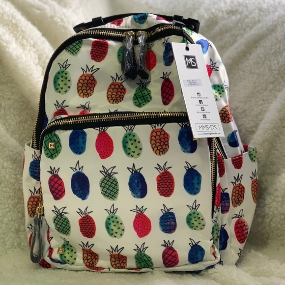 MMS Design Studio Handbags - MMS Design Studio Multi-Colored Pineapple Backpack